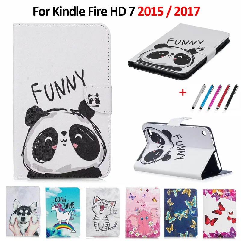 Чехол для планшета Kindle Fire HD 7 2017 2015 чехол с милым котом единорогом пандой совой