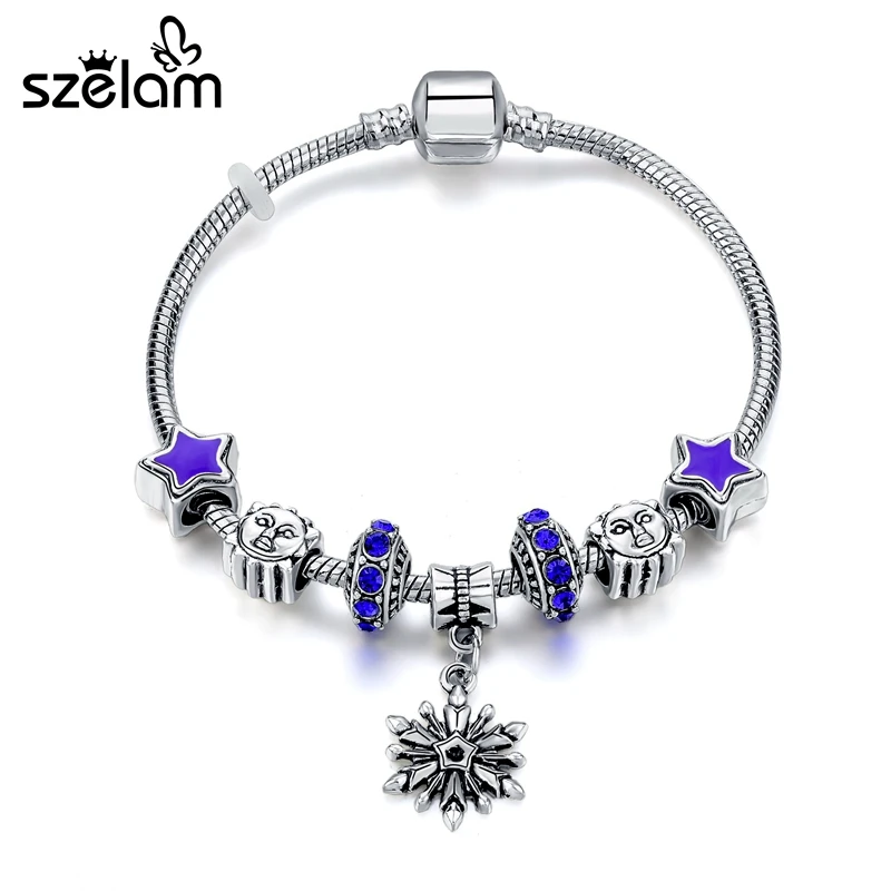 Szelam Рождественский подарок браслет со снежинками и подвесками женские браслеты