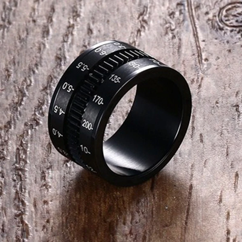 Уникальное мужское кольцо из нержавеющей стали для объектива зеркальной камеры