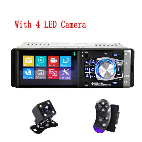 With 4 LED Camera Podofo Автомагнитола стерео Bluetooth 1 din 12V " HD MP3 аудио стерео Мультимедийный плеер USB SD AUX-IN Автомагнитола 1DIN Автомагнитола - Цвет: With 4 LED Camera