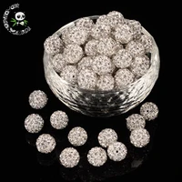 8mm 10mm grade a pave disco ball beads round polymer clay rhinestone beads for jewelry making diy hole 1mm