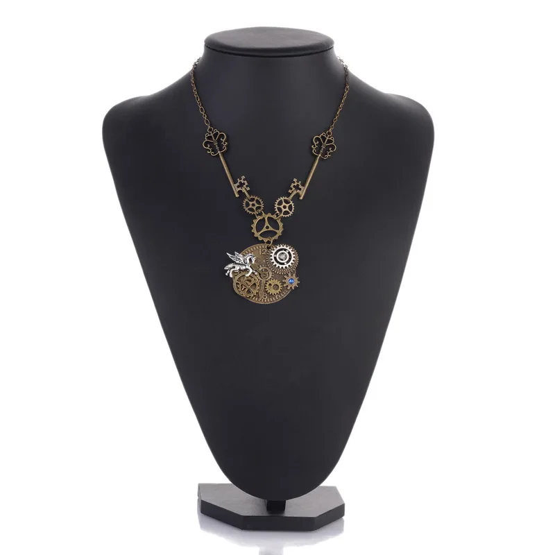Подвеска в виде ключа и шестеренки с подвеской летающей лошади|designer necklace|fashion