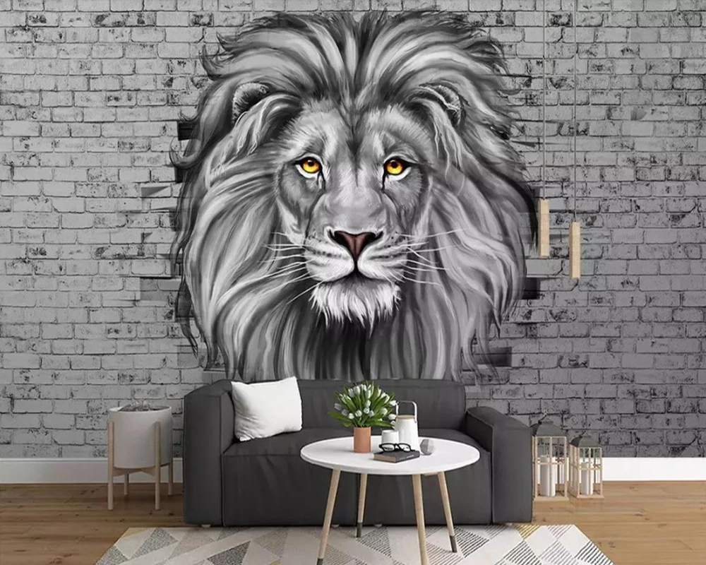 Lion 3d modern wallpaper papel de parede living room sofa tv wall bedroom papers home decor cafe bar restaurant mural | Обустройство