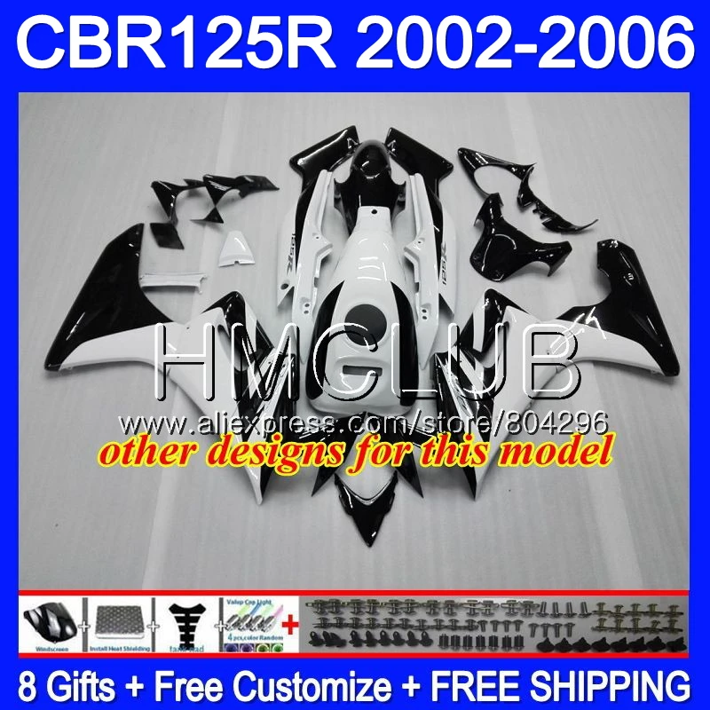 Корпус+ черный глянец резервуар для воды HONDA 125CC CBR125RR CBR125R 02 03 04 05 06 75HM. 2 CBR-125R CBR 125R 2002 2003 2004 2005 2006 обтекатель