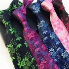 Роскошный шелковый жаккардовый плетеный галстук, черный, зеленый, 8 см, официальный цветочный галстук для мужчин, деловое свадебное платье, подарок