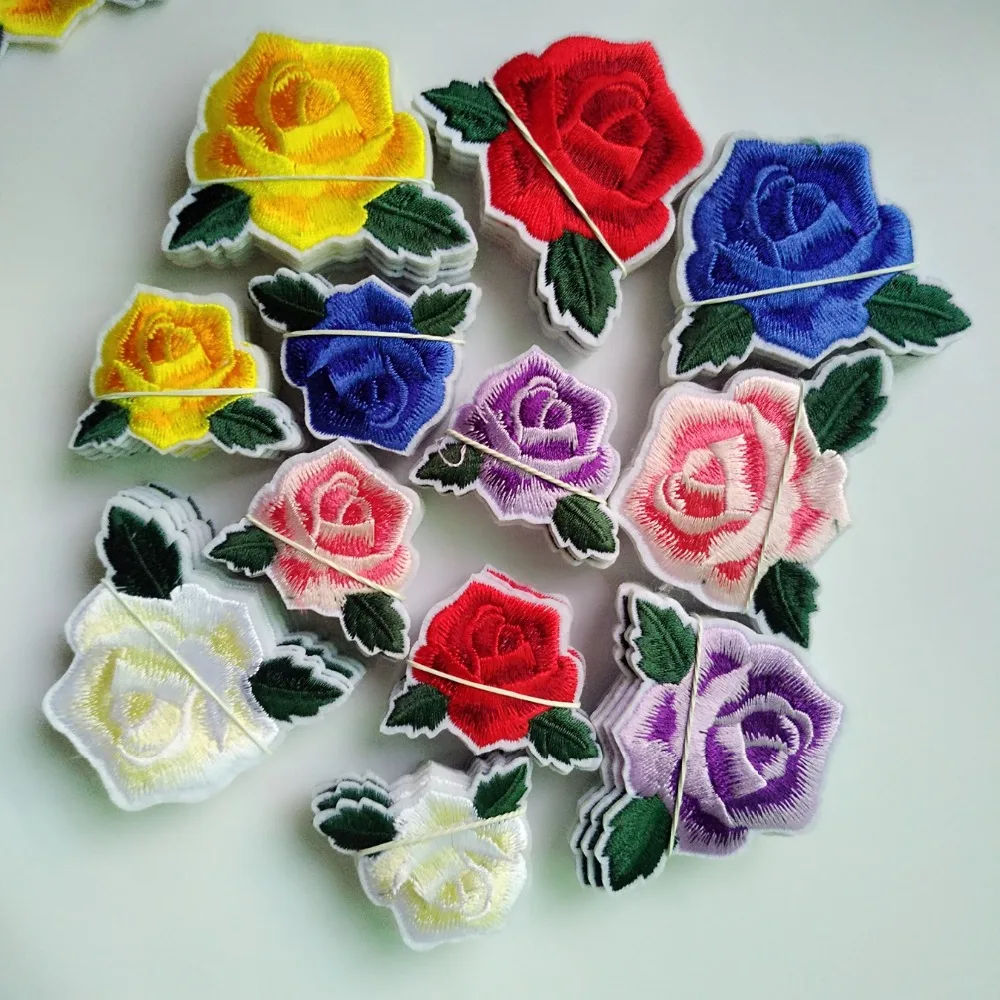 60 шт. вышитые розы ZHUTOUSAN разные цвета|flower iron on|flower on patchesiron patches |