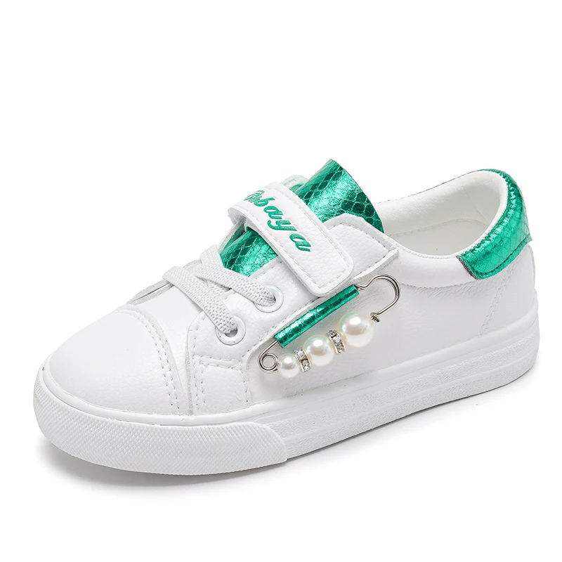 Кроссовки детские из ПУ кожи блестящие без шнуровки дышащие спортивные