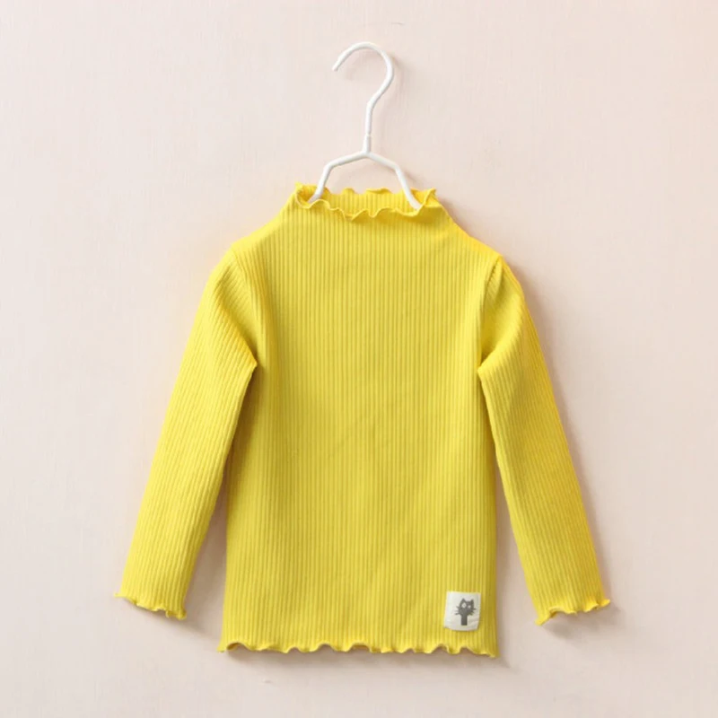 Spring Autumn Girls Basic Clothes Baby Sweaters Solid Color Knitted Pullovers Tops Long Sleeve Ruffles Thin Cotton Sweater | Мать и