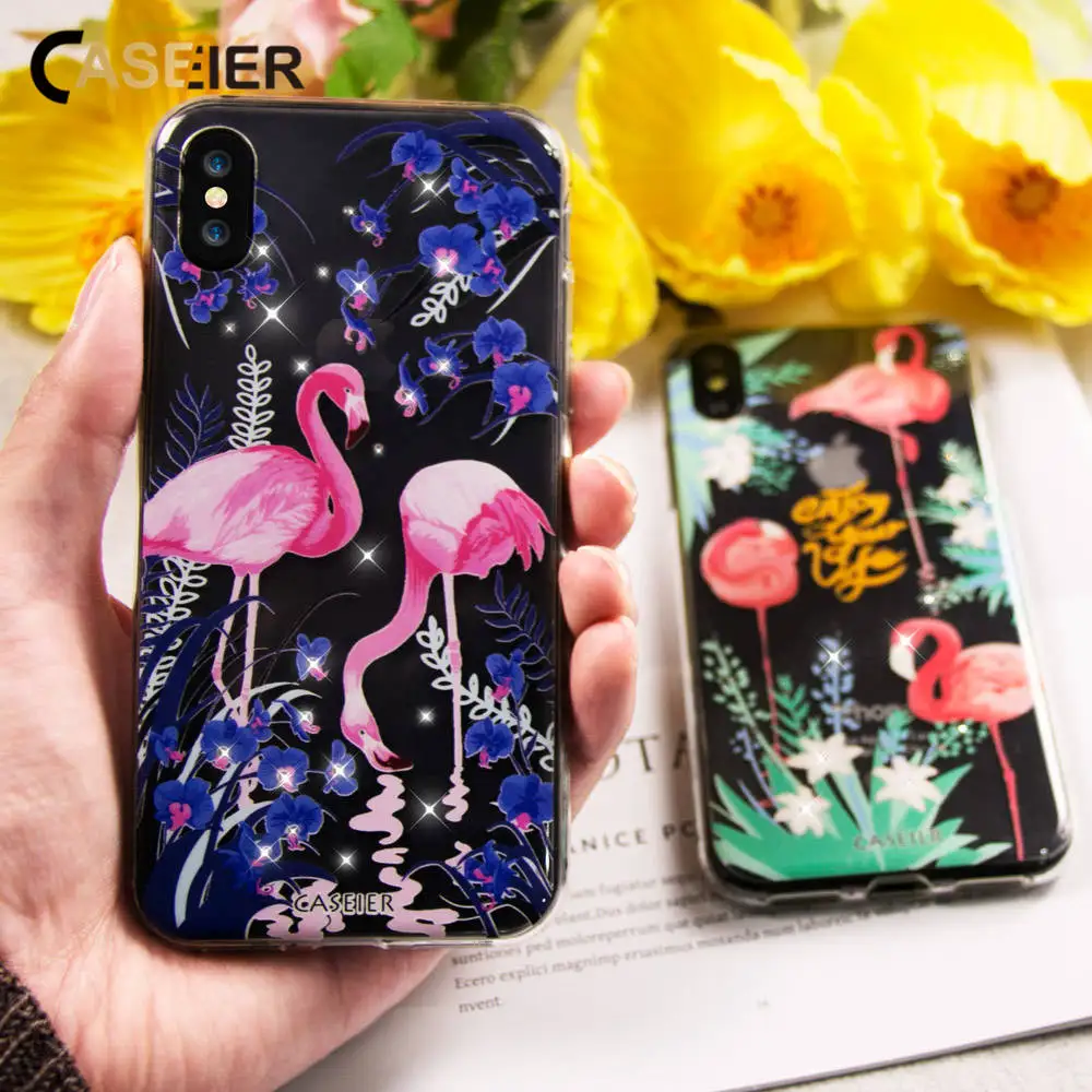 Caseier блестящий чехол для телефона iPhone 7 8 6 6s Plus силиконовый со стразами X 5 5S SE Fundas
