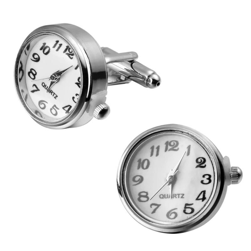 Пара высококачественных серебристых часов запонки для свадебный подарок