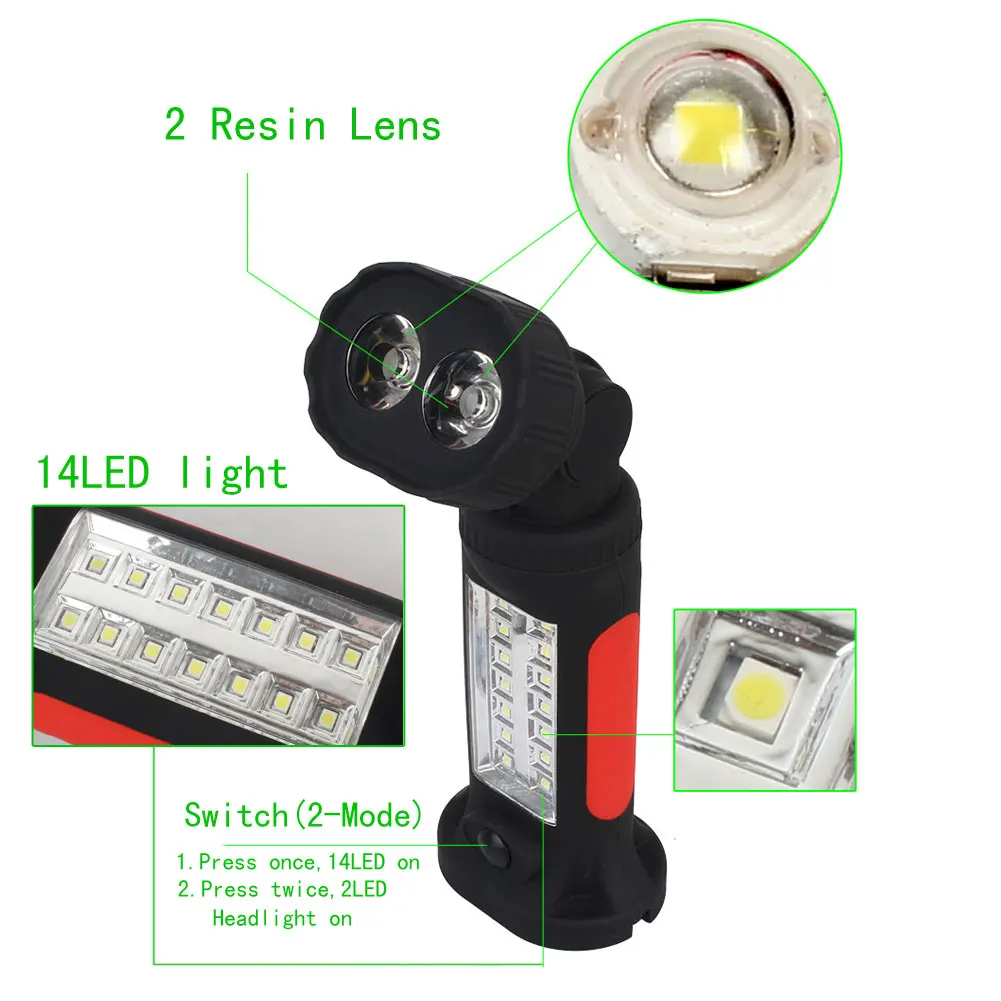 Наружный портативный светодиодный фонарик для кемпинга 3 Вт + 14 светодиодов с