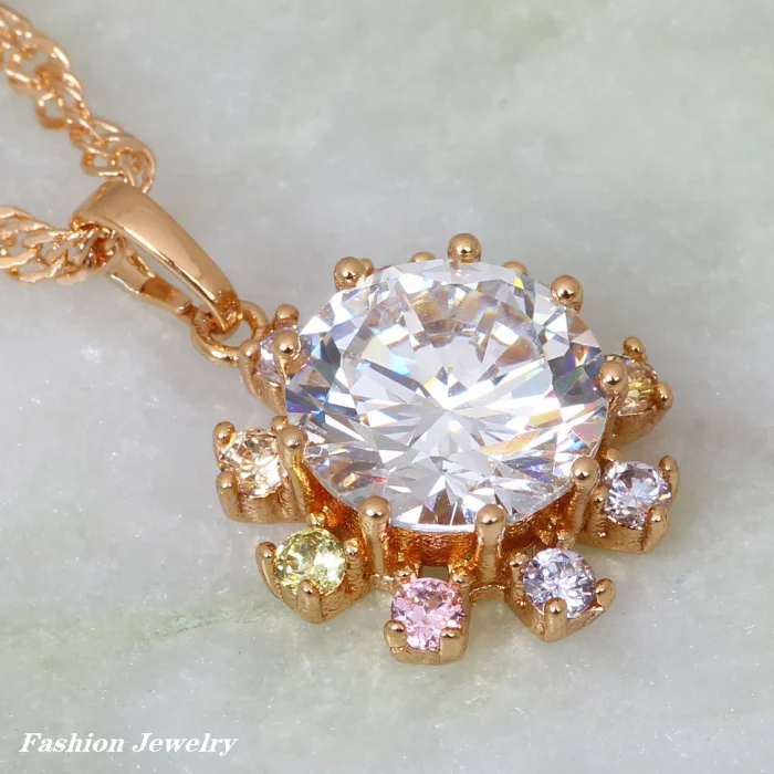 Продвижение желтого золота красочный Кубический Цирконий ожерелья и подвески