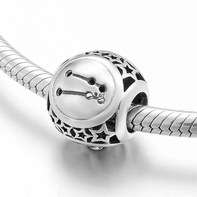 DIY Gift 925 Sterling Silver Taurus Galaxy Star Sign Zodiac Beads Charms Jewelry Making Fit Original Pandora Charm Bracelets