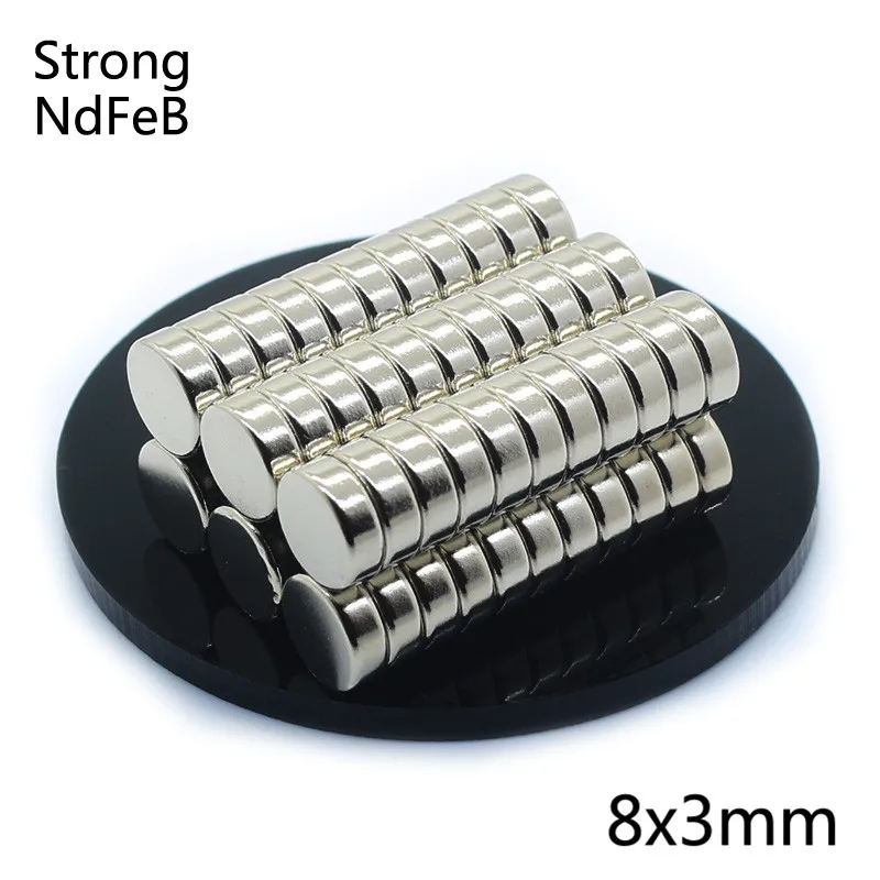 30 шт. 8x3 супер сильный неодимовый магнит N35 Round круглый сильный постоянный магнитный imanes диск ремесло холодильник 8 мм x 3 мм