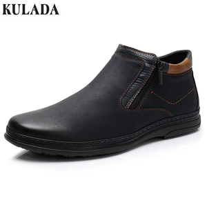 KULADA Новая Мужская обувь из замши высокие Quantiy ботильоны Для мужчин двойной боковой молнией повседневные ботинки Для мужчин прогулочная удобная обувь