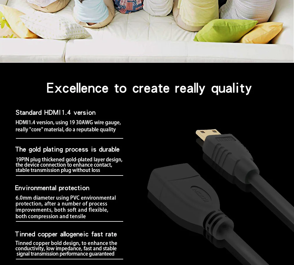 1080P 15 см мини HDMI к HDMI Женский кабель конвертер удлинитель 1,4 В мини HDMI удлинитель для камеры ПК ТВ проектор