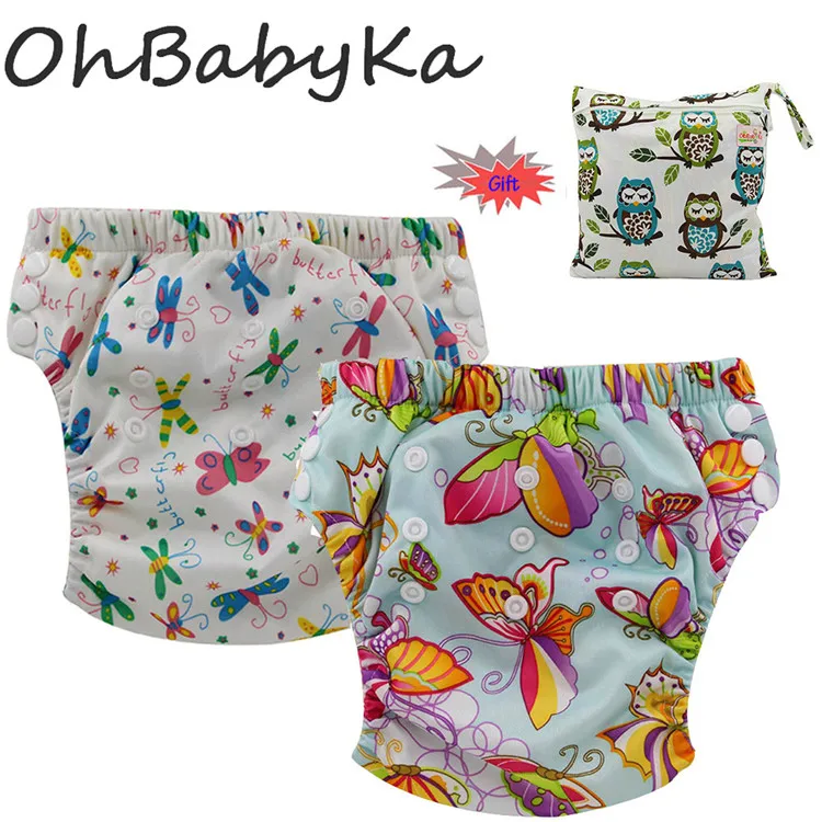 XLK1011 2 шт./упак. ohbabyk Детские тренировочные брюки reussble ткань пеленки Подгузники Водонепроницаемый Регулируемый горшок тренинг штаны с 1 сумка для подгузников - Цвет: XLK1011