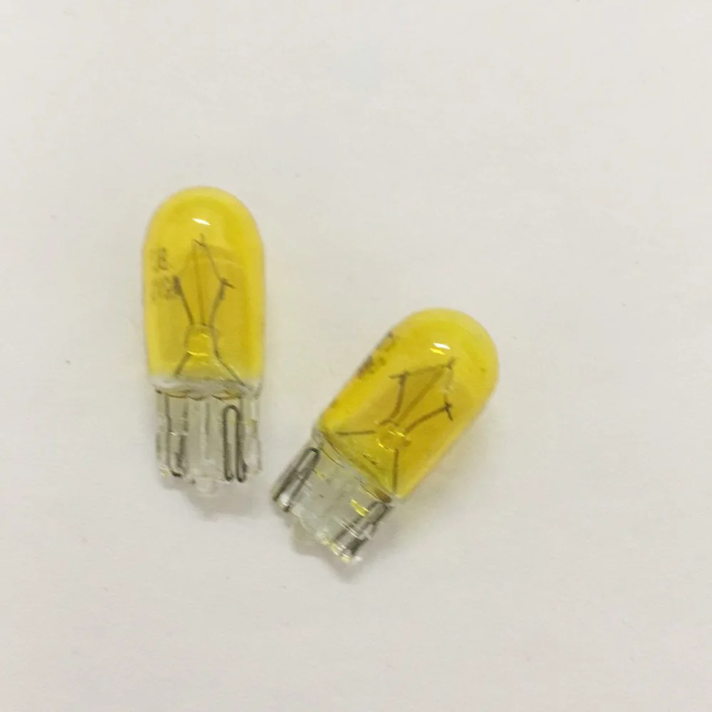 

10Pcs/Set T10 Bulb W5W 194/501 12V 3W Wedges Yellow Car Light Source Halogen Bulb Signal Dropshipping