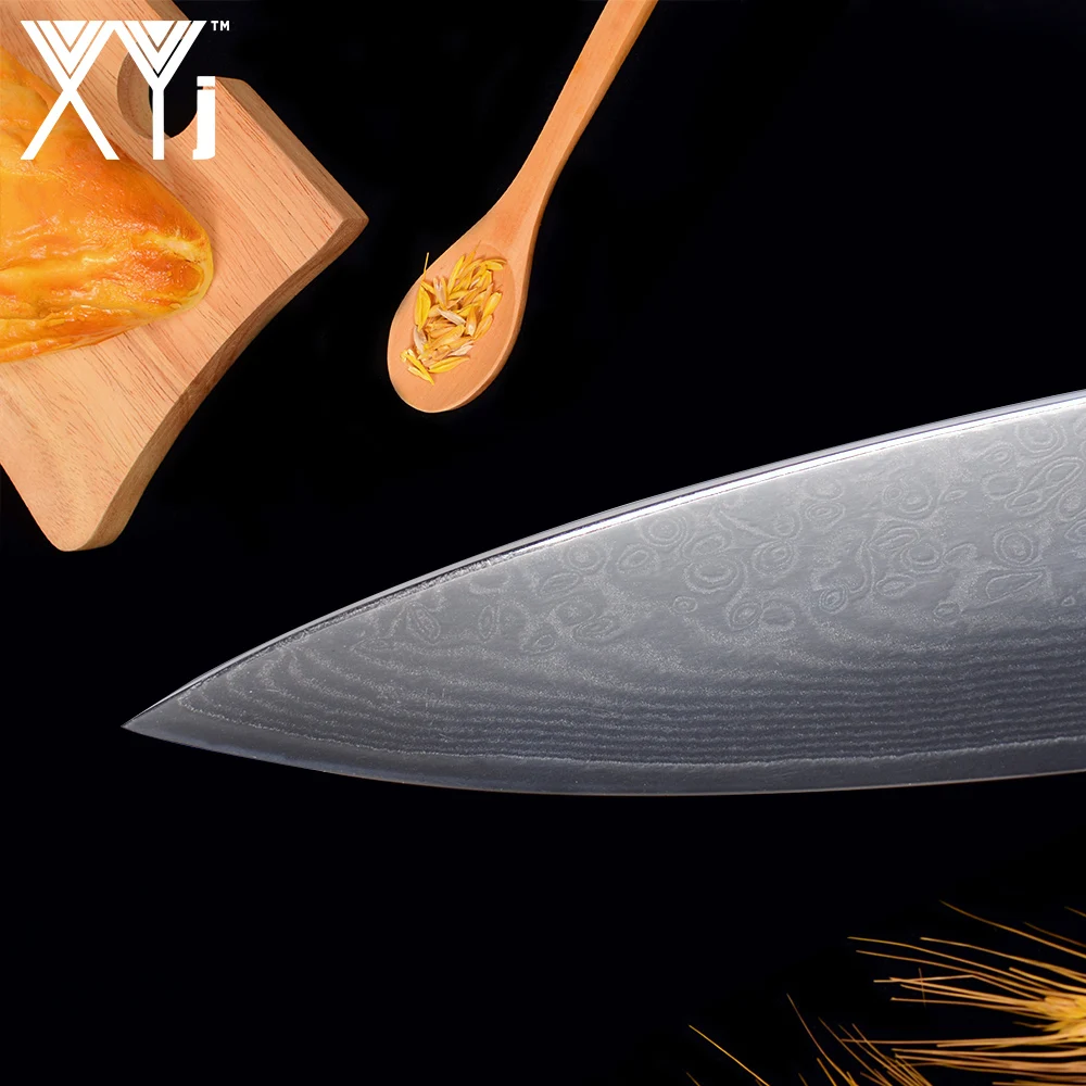 Поварской дамасский нож XYj высококачественный японский кухонный из дамасской