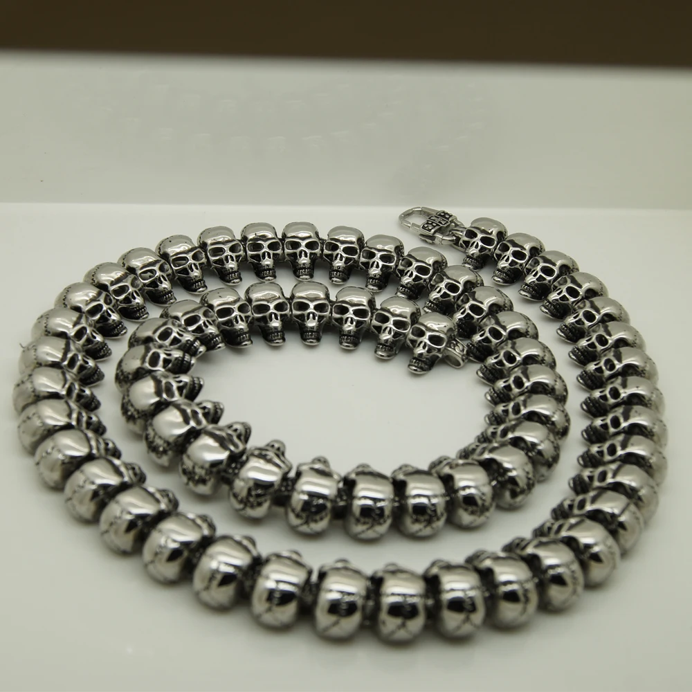 Крутая тяжелая и Супердлинная цепь с черепом для мужчин/мальчиков 316L из