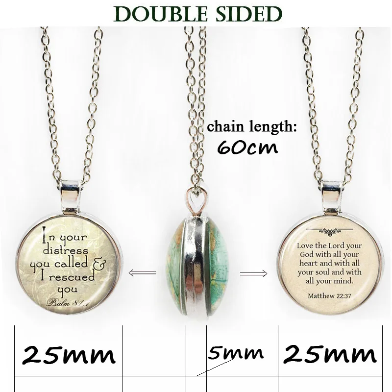 Christian pendant art picture Faith Bible necklace inspiration quote Jesus jewelry long glass cabochon | Украшения и аксессуары