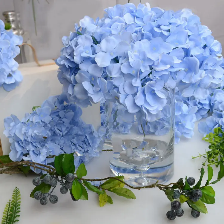Sky Blue Шелковый цветок, свадебное украшение, искусственные цветы, весенние яркие гортензии, свадебные цветы, украшение - Цвет: Sky Blue