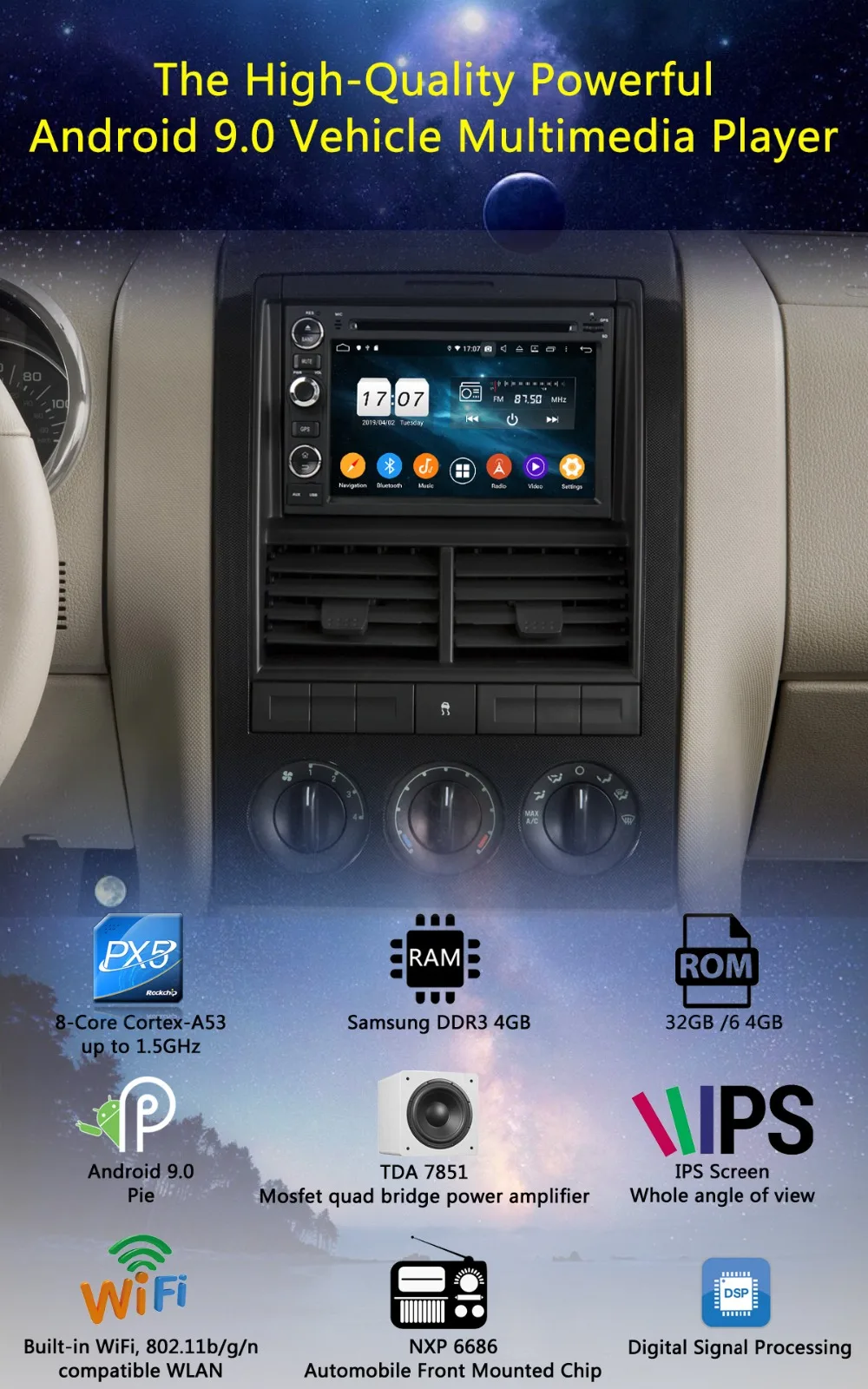 " ips 8Core 4G+ 64G Android 9,0 автомобильный DVD радио gps для Ford Explorer Fusion Mustang Focus Edge Expedition Escape F150 DSP CarPlay