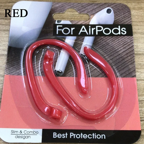 red Новая мода 1 пара защитный ушной крючок s держатель безопасности подходит крючки наушники силиконовые спортивные анти-потеря ушной крючок для Airpods Apple - Цвет: red