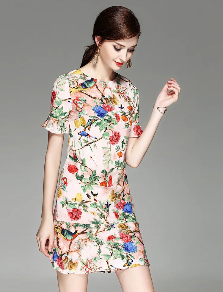 Женские платья весна 2017 летнее платье Европейский дизайн расширяющимся рукавом