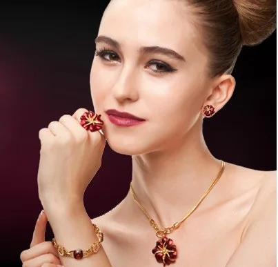 MOONROCY Бесплатная доставка модное ожерелье с кристаллами и кольцом из розового