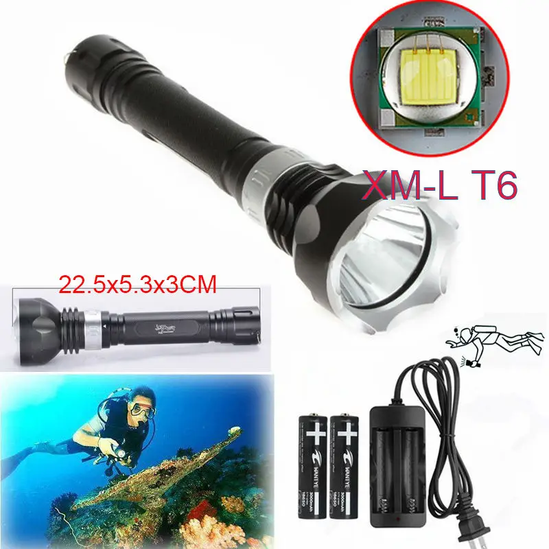 Горячая Дайвинг фонарик 3800LM XM-L T6 Водонепроницаемый светодиодный фонарь
