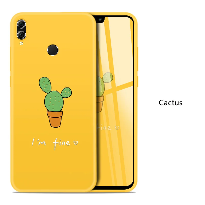 Cactus Милый чехол для huawei Honor 8x, силиконовый чехол, 3D рельеф, противоударный бампер для huawei Honor 9 10 Lite Y6 Y9, чехол - Цвет: Cactus