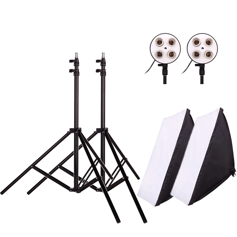 Набор для фотостудии освещение фотосъемки 2 шт. * 4 патрон лампы + 50*70 см софтбокс м