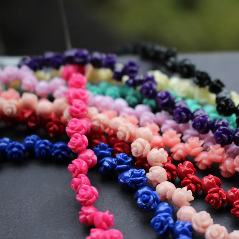 

50pcs/Lot 6mm Artificial coral Beads Cabochon Rose Flower Multi-Color Fashion Beads for Jewelry Bracelet Making DIY accessoires