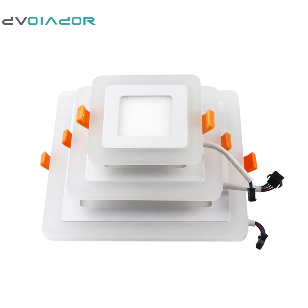 DVOLADOR Square Double Color LED Panel Light 6W 9W 16W AC110V-220V led Ceiling Recessed Downlight for home Decoration light | Лампы и