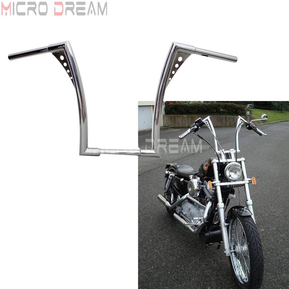 Хромированный мотоцикл 1 1/4 &quotApe Hangers руль 16&quot Rise Fat Bars для Harley Softail FLST FXST Bobber Dyna