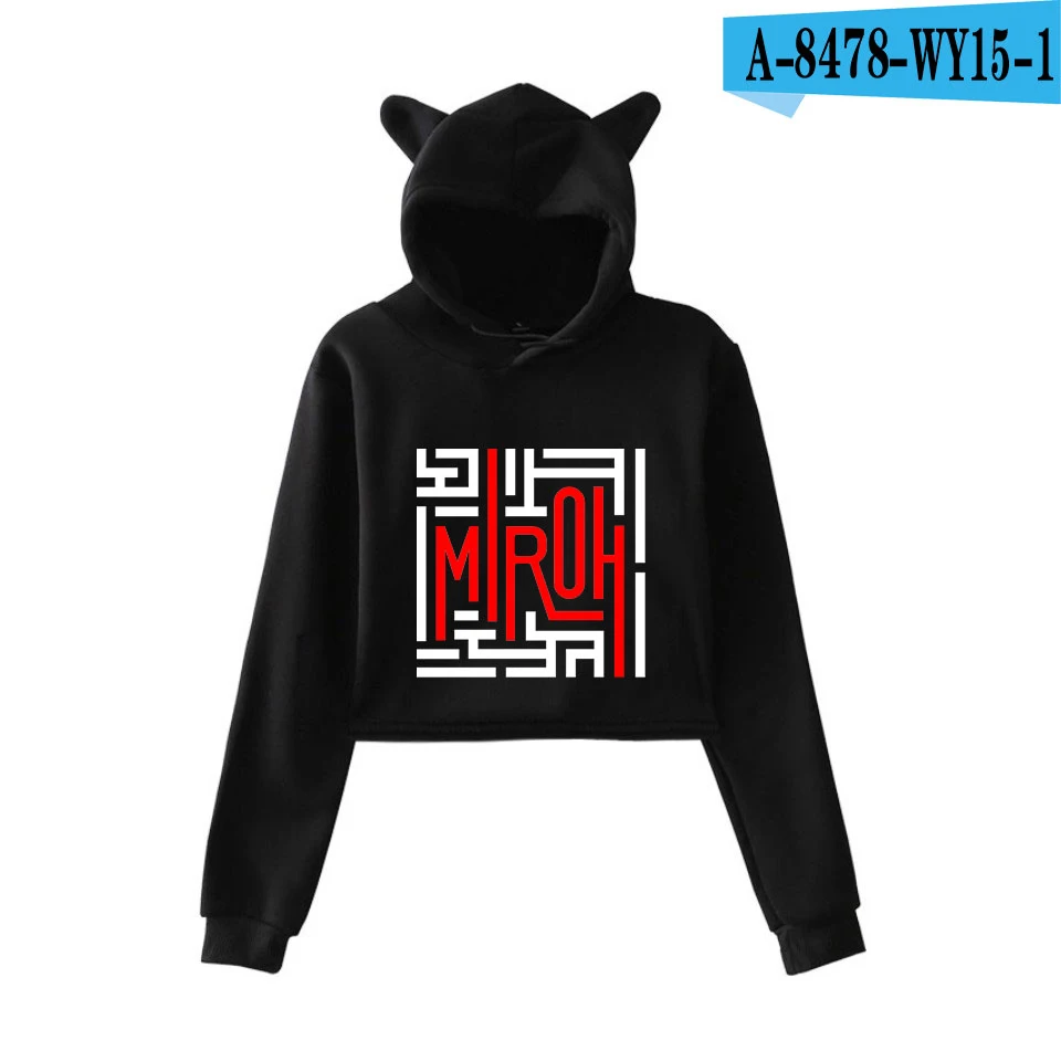 Stray Kids Kpop Cat/укороченные толстовки для женщин; Модный пуловер с капюшоном и длинными рукавами; укороченные топы; хит модных продаж; уличная одежда - Цвет: black