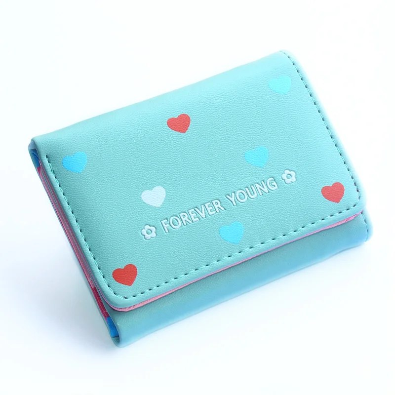 Короткие женские кошельки милые с сердечками для девушек и монет сумки денег
