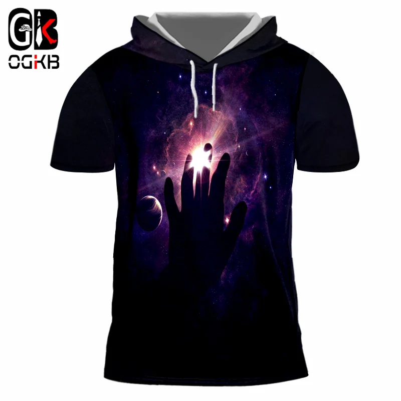 OGKB 3D принт туманная звезда с капюшоном футболка для мужчин/женщин 2018 брендовая
