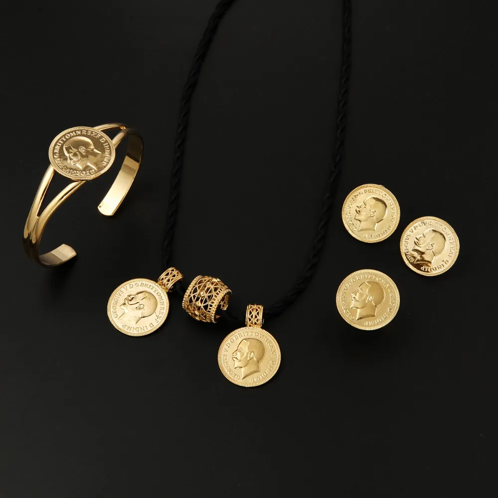 Набор ювелирных изделий с монетами из эфира 24 к золотого цвета для свадьбы и