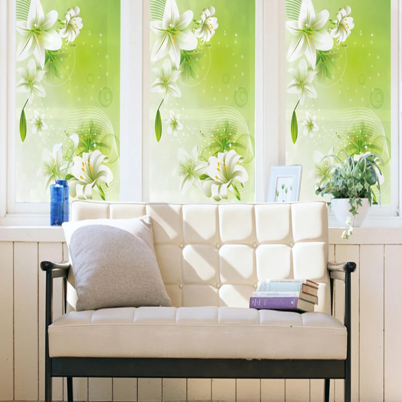 Прозрачные наклейки на окна в виде лилии для балкона подоконника спальни ванной