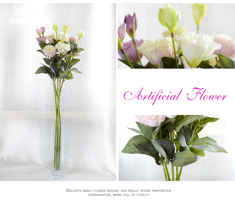 Шелковые европейские Искусственные цветы 3 головы поддельные Eustoma Gradiflorus Lisianthus Рождество Свадьба Праздник декор дома 5 цветов
