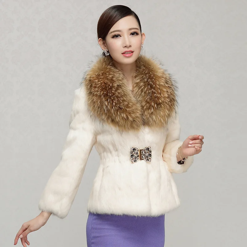 Роскошная женская модная куртка из натурального кроличьего меха пальто с