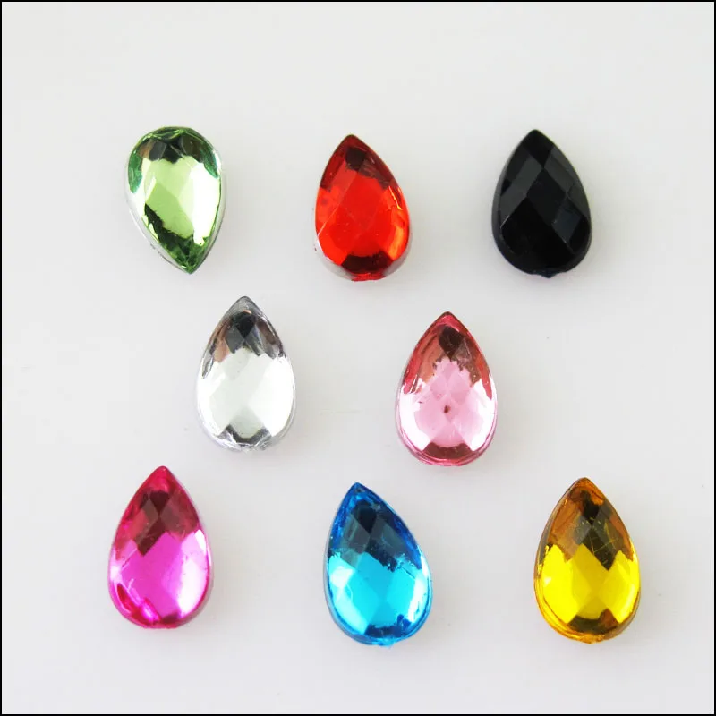 Новый 120 шт. микс граненых слеза акриловые Пластик стразы с плоской задней частью