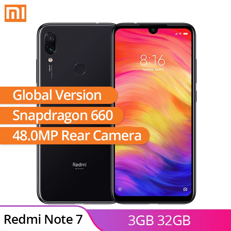 Местная доставка глобальная версия Смартфон Xiaomi Redmi Note 7 3 ГБ 32 Snapdragon 660 6 дюйма FHD +