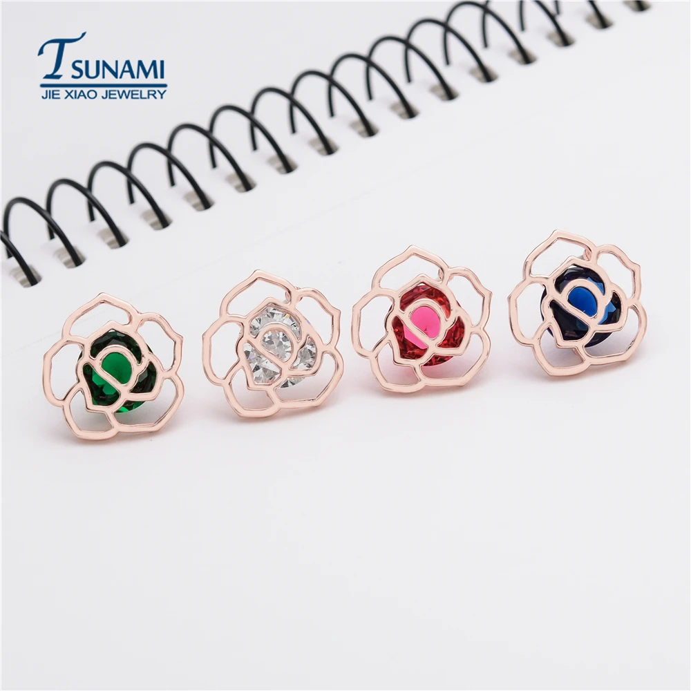 Новые Модные Элегантные цветок циркон ухо гвоздь красивых и прозрачные серьги с
