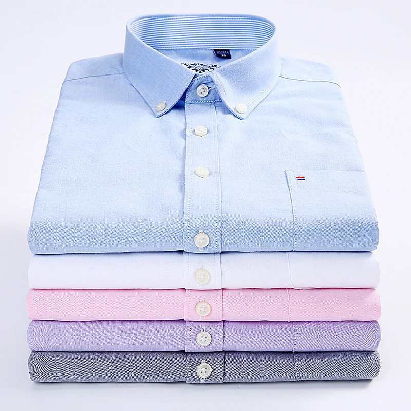 Летние мужские хлопковые рубашки оксфорд с коротким рукавом высокое качество на