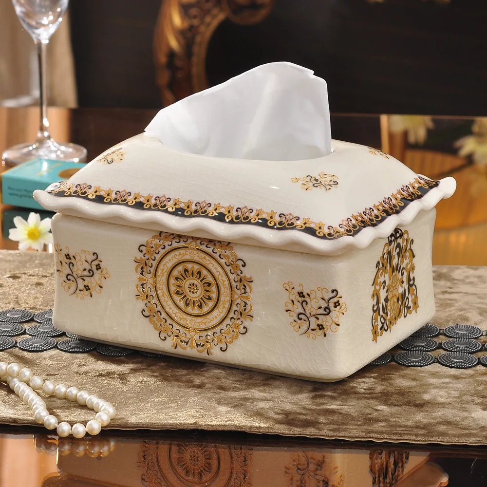 

Wholesale creative Home Furnishing modern minimalist ceramic paper towel box pumping opening housewarming living room coffee tab