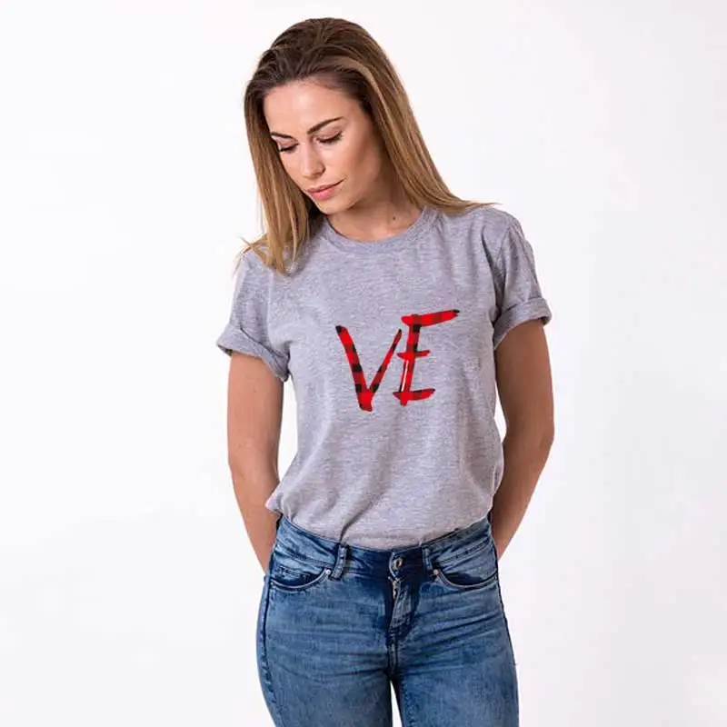 style 1 Модная Новая Стильная летняя футболка с надписью Love для женщин, повседневная хлопковая футболка для мужчин и женщин, футболки для пар, топы, одежда для влюбленных - Цвет: style 1