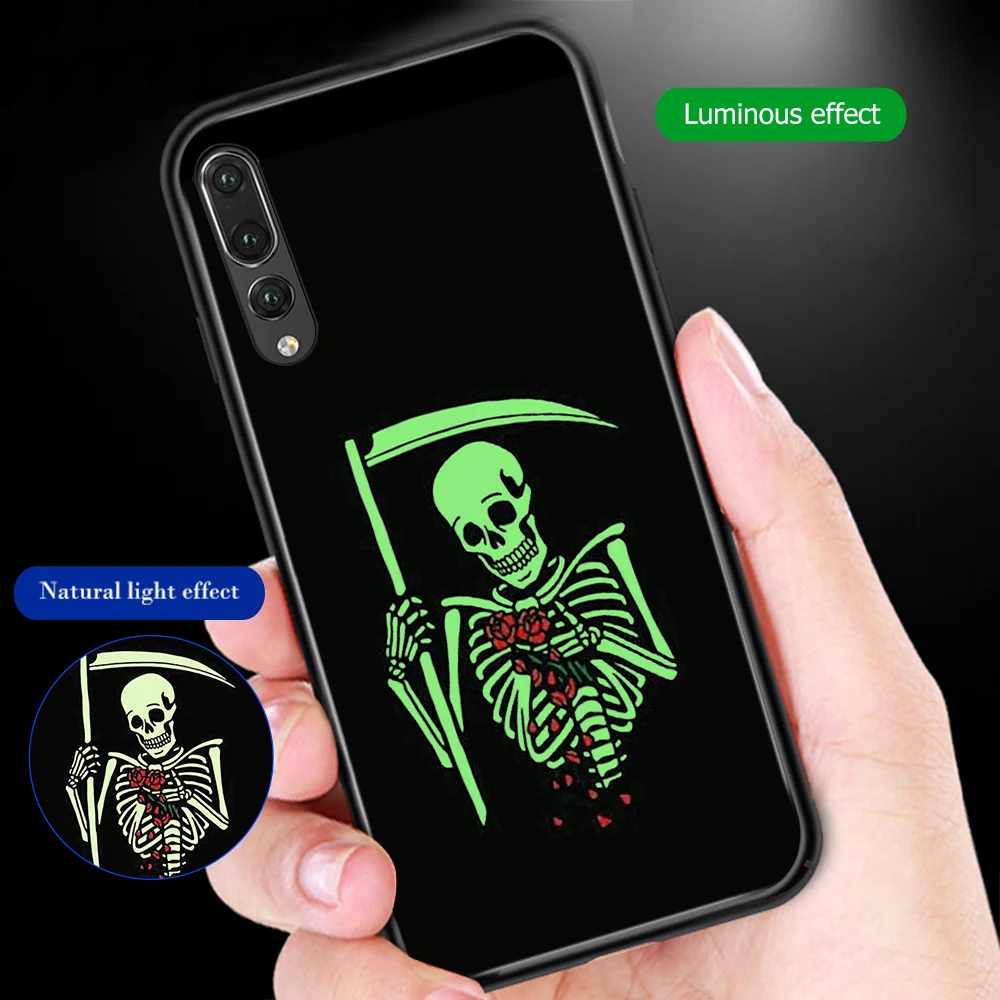 Чехол ciciber с забавным интересным черепом для huawei P30 P20 mate 20 Lite Pro, светящиеся чехлы из закаленного стекла для Honor 10 Lite